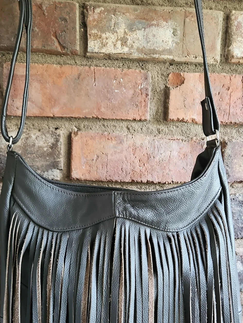 Genuine Fringed Brown Leather Bag